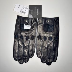 Black Leather Saks Fifth Avenue Driving Gloves (Size M)